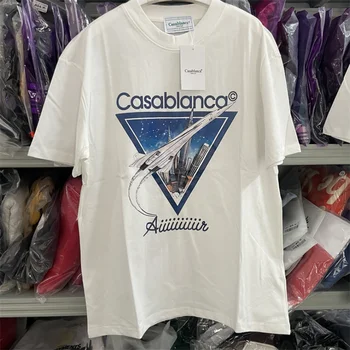 Футболка Casablanca с авиационным принтом для мужчин и женщин, высококачественная футболка, топ, футболка