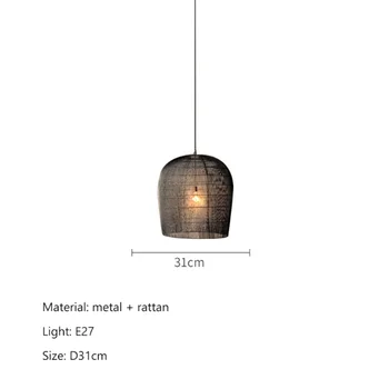 Светодиодный подвесной светильник Creative Nordic modern Wind из ротанга ручной работы, столовая, бар, Прикроватный подвесной светильник для спальни