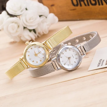 Женские Серебряные наручные часы с сетчатым ремешком из нержавеющей стали с маленьким циферблатом оптом