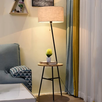 Бревенчатый торшер для гостиной, простой журнальный столик, лампа для спальни, прикроватный кабинет, хранилище из массива дерева, одна вертикальная лампа