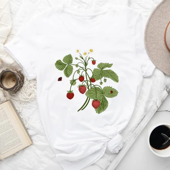 Одежда Женская 90-х, милая акварельная летняя футболка с растительным цветком, футболка с графическим принтом, Модные повседневные футболки с коротким рукавом