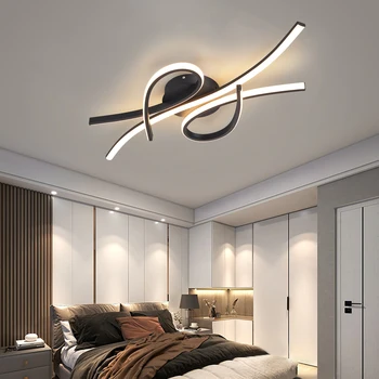Умный дом Alexa, современные светодиодные потолочные светильники для гостиной, спальни, черный/ золотой потолочный светильник в скандинавском стиле, светодиодные светильники plafonnier
