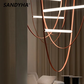 SANDYHA Lampadario Soffitto Moderno Lampe Home Decor Lampara Techo Ремень Простой Дизайн Светодиодный Светильник для Гостиной Люстры