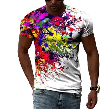 Летние Модные Креативные Мужские футболки с Цветочным Рисунком, Повседневные Футболки с 3D Принтом в стиле Хип-Хоп Harajuku, Индивидуальный Топ С Круглым вырезом И Коротким Рукавом