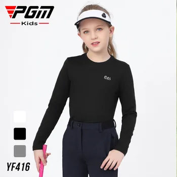 Модная футболка с длинными рукавами для девочек с подкладкой для гольфа PGM, осенне-зимняя эластичная детская одежда для защиты от холода и тепла