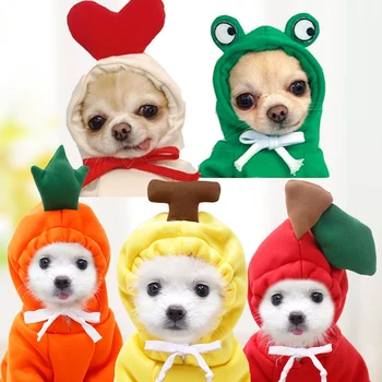 Зимняя милая одежда для маленьких собачек с фруктами, толстовки, теплая флисовая одежда для домашних животных, костюм для щенка и кошки, пальто для чихуахуа, куртка, костюм