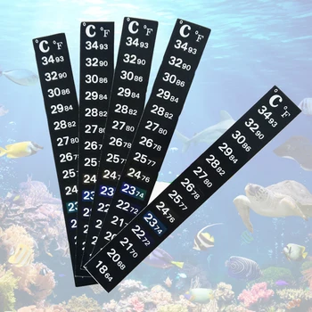 5шт Термометр для аквариумных рыб Температурная наклейка Двойная шкала Цифровая наклейка Высокое качество Прочные Аксессуары для аквариума