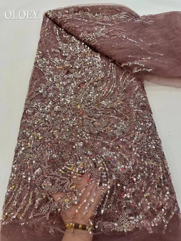 2023 Модная элегантная французская вышивка бисером Кружевная ткань в Африканском Нигерийском стиле С блестками Ткань для свадебного платья