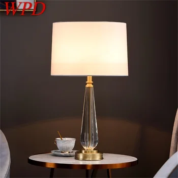 Настольная лампа WPD из латуни, современный простой хрустальный светодиодный настольный светильник, украшение для дома