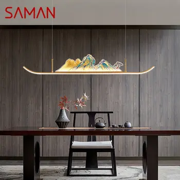 Подвесной светильник SAMAN в китайском стиле, 3 цвета, креативный дзен-дизайн, люстра с пейзажем на холме для домашней столовой Чайханы.