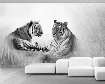 beibehang Нестандартный размер HD мода ретро 3D рельефный могучий свирепый тигр кирпичная стена фон настенная живопись обои behang