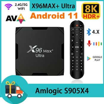 X96 Max Plus Ultra Amlogic S905X4 Android 11 Smart TV BOX AV1 8K 2.4G 5G Wifi BT 4k Медиаплеер X96MAX 4G32G Быстрая телеприставка