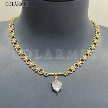Оптовая продажа, 5 шт., массивное ожерелье-чокер для женщин, циркониевое сердце, очаровательные ожерелья, женские ювелирные изделия, ожерелье