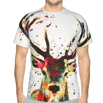 Мужская футболка с 3D принтом лесного оленя из полиэстера и милых животных, Быстросохнущая одежда для спорта на открытом воздухе, повседневная свободная футболка, уличные футболки