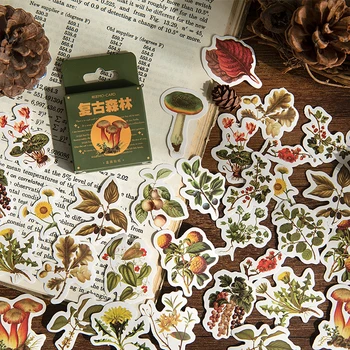 45шт винтажных наклеек с растениями для альбома с вырезками, наклеек для дневника с грибным листом, канцелярских принадлежностей, блокнота для дневника Diy Craft