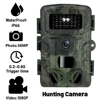 Камера Ночного Видения Hunting Trail Camera 4K 36MP 1080P Mini Infrared Outdoor Time LaspeCam IP66 Водонепроницаемая Временная Разведка Дикой Природы