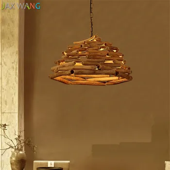 Креативный подвесной светильник с индивидуальными элементами искусства, китайские лампы из массива дерева, чайный столик, минималистичные светильники дзен