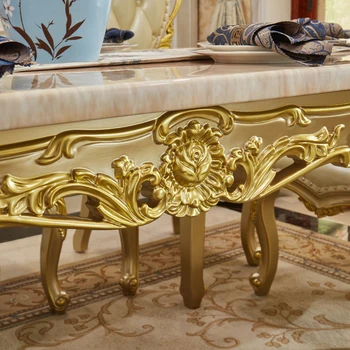 Европейский мраморный обеденный стол, комбинированный небольшой бытовой обеденный стол цвета шампанского, золотой прямоугольный обеденный стол из массива дерева