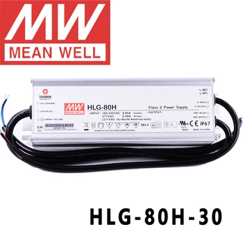 Оригинальный Mean Well HLG-80H-30 для уличных/высотных помещений/теплиц/парковки meanwell 80 Вт с Постоянным Напряжением и Постоянным током Светодиодный Драйвер