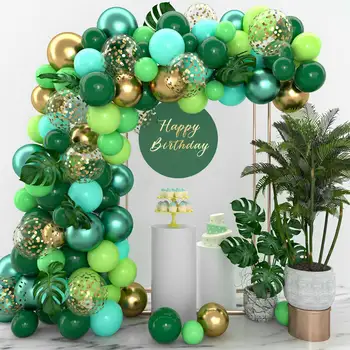 Вечеринка в стиле Сафари в джунглях, Комплект для арки с зеленой Гирляндой из воздушных шаров, Латексный воздушный шар, декор для вечеринки в честь 1-го дня рождения, Детский душ, Wild One Ballon Globos