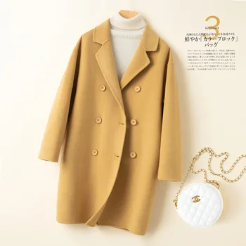 Высококачественное кашемировое женское пальто small person 2023, осенне-зимняя новая корейская версия, свободное короткое пальто из верблюжьей шерсти типа кокон