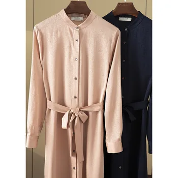 22 мм Платье из плотного шелка с длинным рукавом, жаккардовая рубашка-юбка из шелка тутового цвета, весна 2023, женское платье