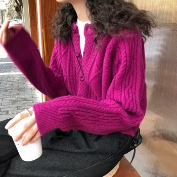 2022 Новый Ленивый Художественный вязаный свитер в корейском стиле, Кардиган, Женская Свободная верхняя одежда, женское модное короткое пальто с круглым вырезом