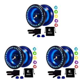 3X MAGICYOYO Отзывчивый Yoyo K1-Plus с Мешком Yoyo + 15 Струн и перчаткой Yo-Yo Gif, синий
