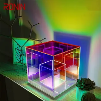 Современная настольная лампа RONIN, креативное украшение, Светодиодный Квадратный цветной куб, Атмосферный светильник для домашней спальни