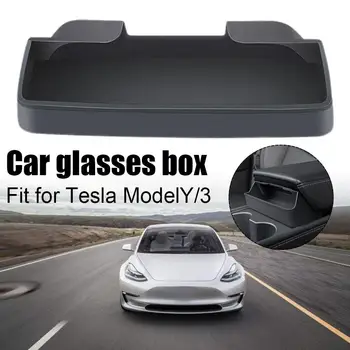 Коробка для автомобильных очков Tesla Model 3 Y Центральный подлокотник Скрытый ящик для хранения Органайзер Аксессуары для интерьера Серого цвета