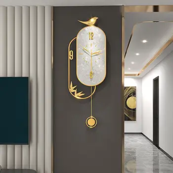 Современный дизайн Настенные часы Креативные Простые часы с птицей Украшение дома гостиной столовой Художественные Настенные часы Украшение дома