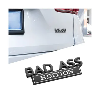 Эмблема Car Bad Ass Edition, 3D Наклейка на значок на крыле Аксессуары для автомобильных наклеек на заднюю дверь, передний капот, багажник, черный + белый
