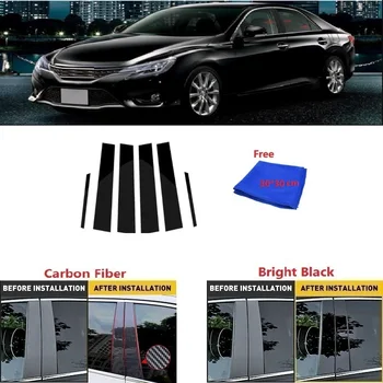 Углеродное Волокно Черная Автомобильная Оконная Дверная Колонна BC Pillar Post Накладка Для Toyota Reiz/MARK X 2010-2016 Зеркальный Эффект PC Наклейка