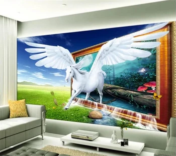 Обои wellyu на заказ 3D стереофоническая фреска обои Dream Pegasus Обои для гостиной ТВ Фон стены papel de parede 3d обои