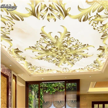 beibehang Золотой потолок с европейским рисунком, потолочная стена zenith, изготовленные на заказ большие фрески, нетканые материалы, экологические обои.