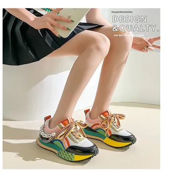 Новые роскошные женские модные кроссовки 2023, дизайнерская разноцветная повседневная обувь, женские дышащие массивные кроссовки, женские кроссовки на платформе.