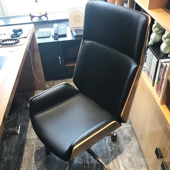 Простые офисные стулья в скандинавском стиле, компьютерное кресло с кожаной подъемной спинкой, вращающееся кресло, кресло босса, мебель для домашнего офиса, кресло для спальни