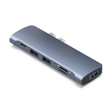 USB C Концентратор Многопортовый Адаптер 7 в 1 USB C Док-станция с USB3.0 + Считыватель + PD + HDMI- 4K @ 30HZx2K @ 60HZ для Домашнего офиса