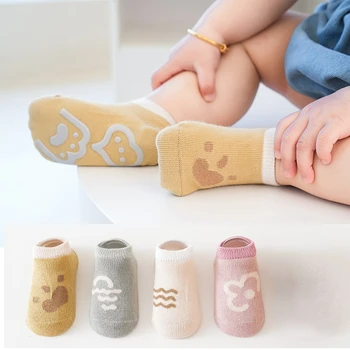 Детские носки-лодочки, нескользящие Милые носки для ходьбы, Мягкие дышащие хлопчатобумажные носки без костей для мальчиков и девочек для малышей