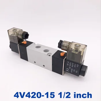 GOGO Пневматический электромагнитный клапан 4V420-15 с двумя катушками 1/2