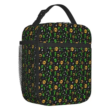 Изолированная сумка для ланча с рисунком инопланетянина и космической звезды с рисунком НЛО для кемпинга, путешествий, Водонепроницаемый термохолодильник, ланч-бокс для женщин и детей