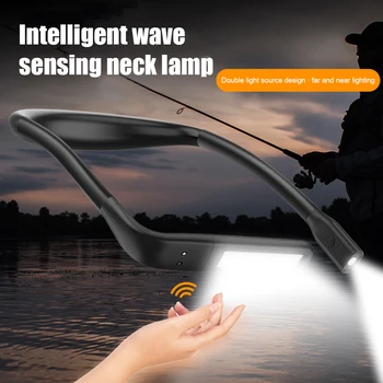 USB Перезаряжаемый походный фонарь 1800 мАч, мощная светодиодная лампа для чтения, 3 цвета, индукционное зондирование для рыбалки, пеших прогулок, ночных пробежек.