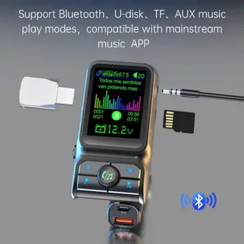 BC85 Автомобильный Bluetooth 5,0 FM-передатчик Многофункциональный Цветной дисплей QC3.0 Быстрая Зарядка Автомобильное Зарядное устройство MP3-плеер