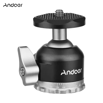 Адаптер для крепления штатива с шаровой головкой Andoer Compact Panorama 1/4-дюймовый винтовой разъем Мини-шаровая головка для камеры и видеозаписи смартфона