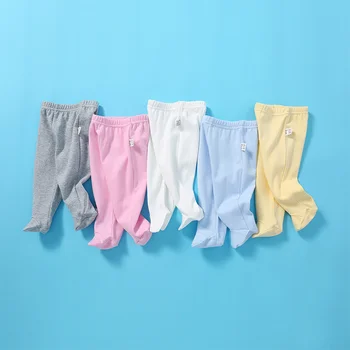 0-12 м, Весенние повседневные детские леггинсы для девочек, хлопковые штаны для новорожденных мальчиков и девочек, Модные однотонные длинные брюки с запахом